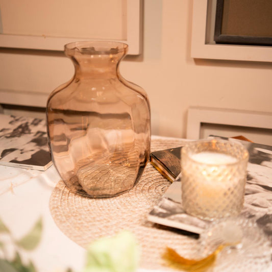 Gentle Glow Vase with Dried Flower Bunch Elegant Aesthetic Decor Set