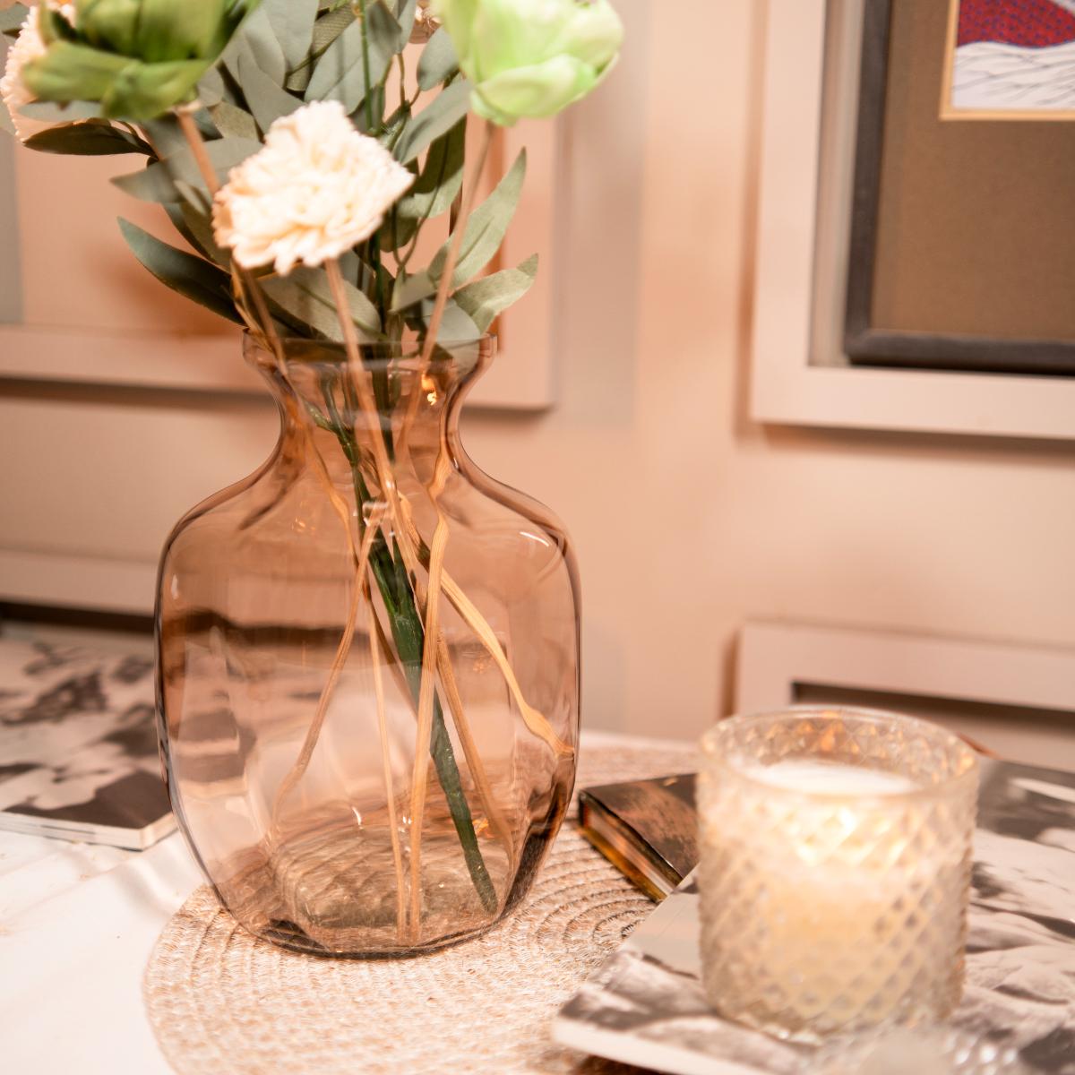 Gentle Glow Vase with Dried Flowers for Table Decor Styling