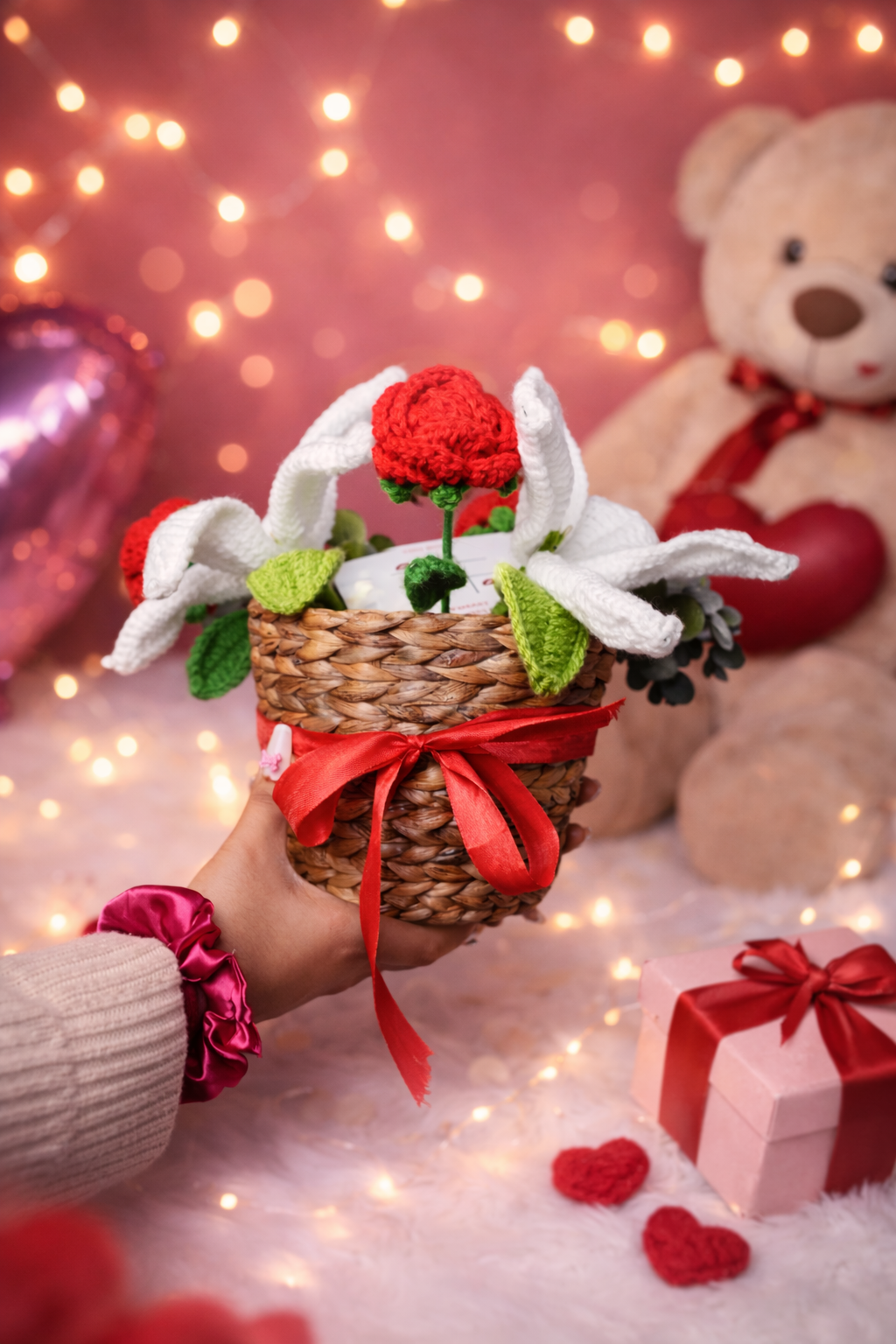 rustic romance bamboo basket handcrafted floral gift by artecasa