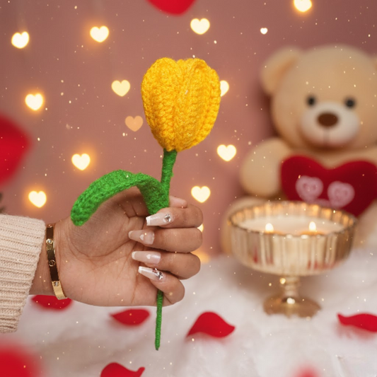 Handcrafted Tulip Crochet – Yellow Forever Flower | ArteCasa