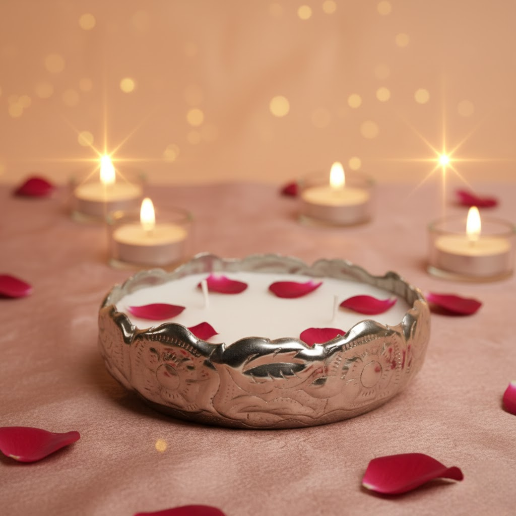 chandi urli silver candle festive home decor by artecasa