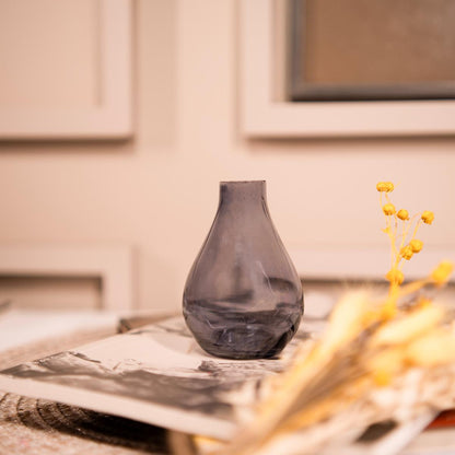 Indigo Elegance Vase with Dried Flower Bunch for Home Decor