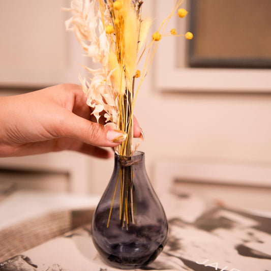Indigo Elegance Decorative Vase with Dried Flower Arrangement