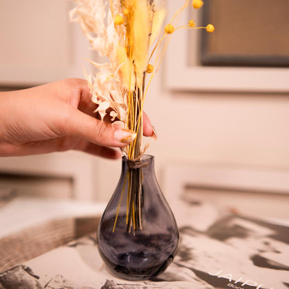 Indigo Elegance Vase with Dried Flowers for Table and Shelf Decor