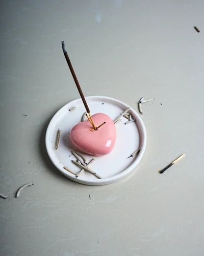 heartglow agarbati stand heart shaped ceramic incense holder