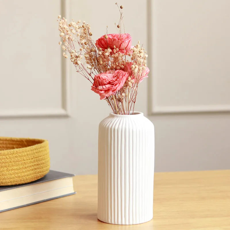 Matt Ribbed ceramic vase for Scandinavian home decor and dried flower styling