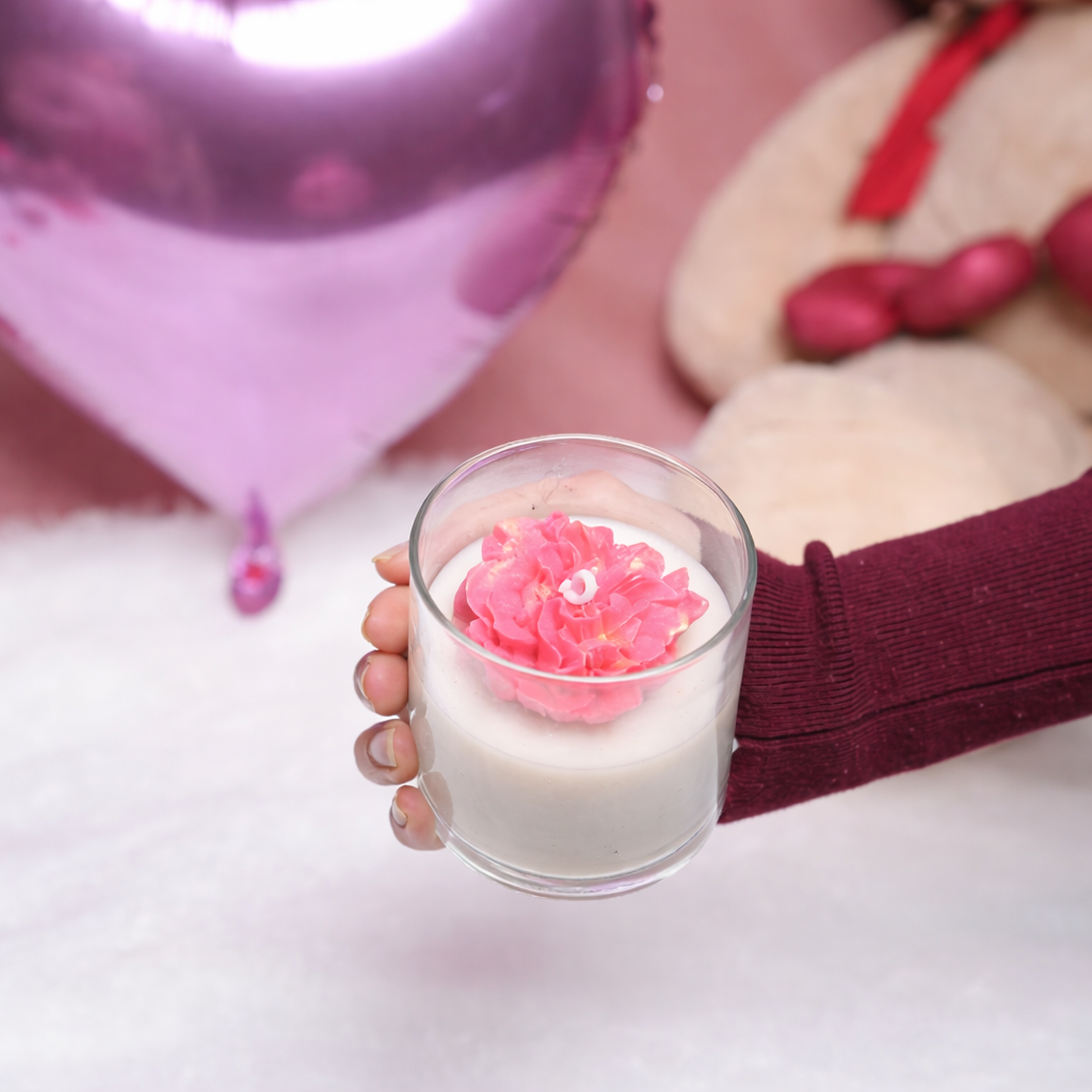 petal glow floral pink candle by artecasa