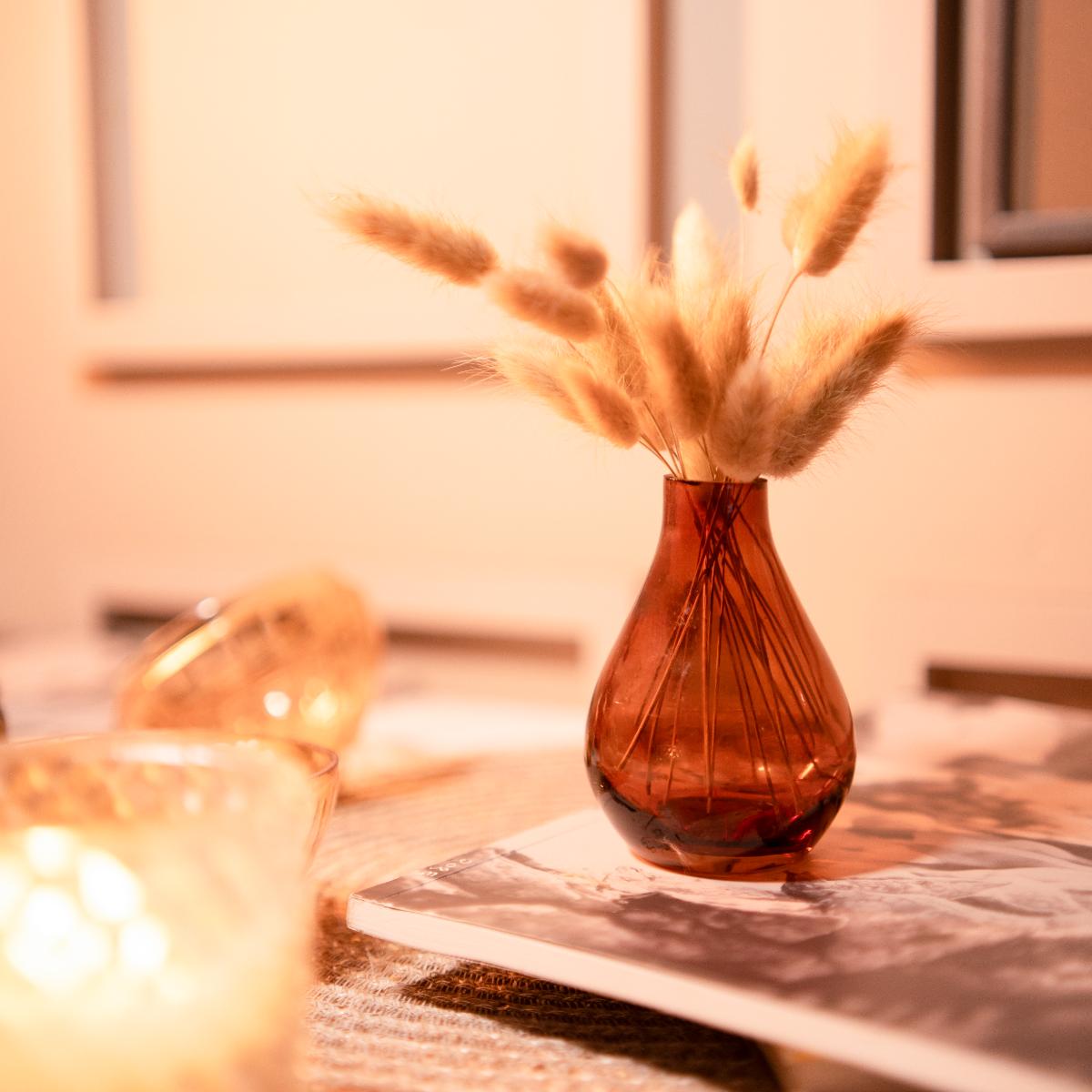 Rustic Charm Vase with Dried Flowers for Table and Shelf Decor