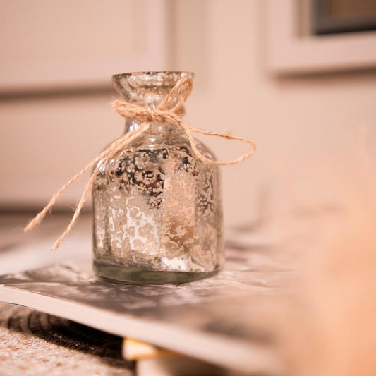 Silver Blossom Charm Vase styled with aesthetic dried flower bunch for elegant home decor