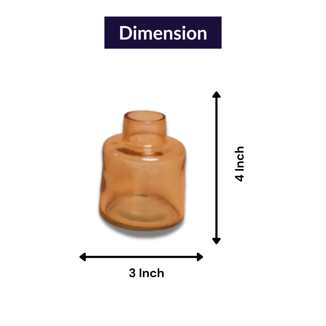 little blossom vase with dried flower bunch in mini glass vase