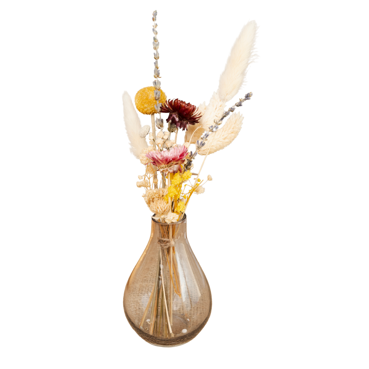 Midnight Bloom Black Glass Vase with Dried Flowers | Decorative Floral Vase for Modern Home Décor