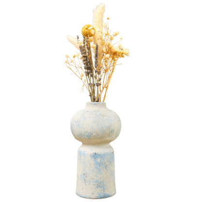 Coastal Bloom Blue & White Porcelain Vase with Dried Flowers | Home Décor