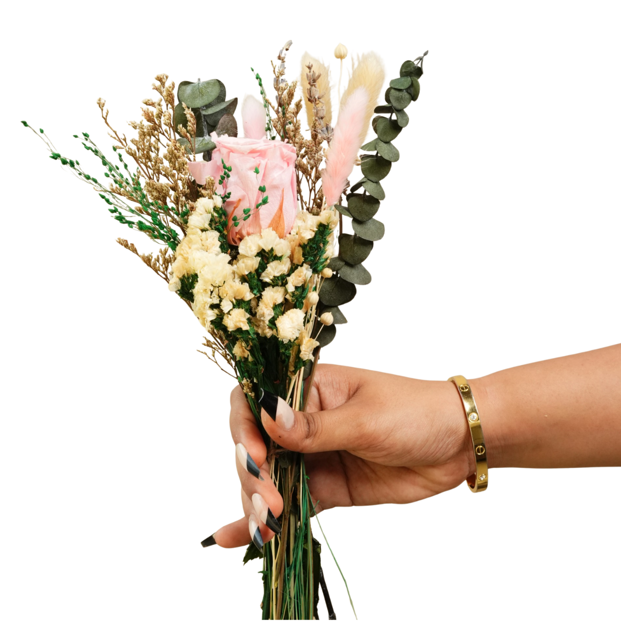 Blush & Bloom Preserved Pink Rose Bouquet | Handmade Dried Flower Bouquet for Gifting & Home Décor