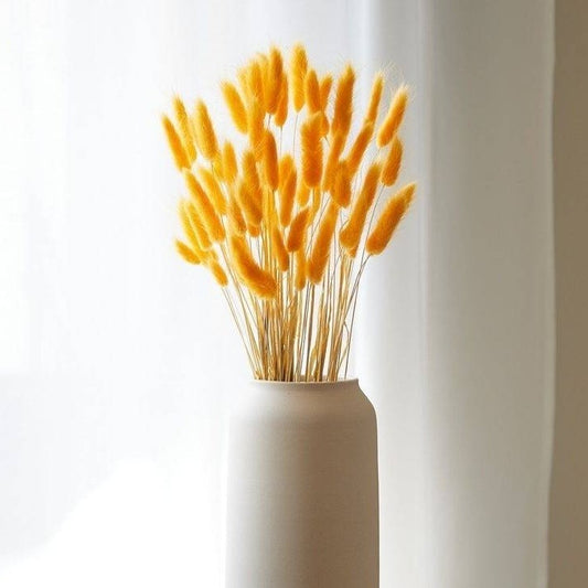 Yellow Bunny Tails Dried Flowers Bundle for Vase and Home Decor