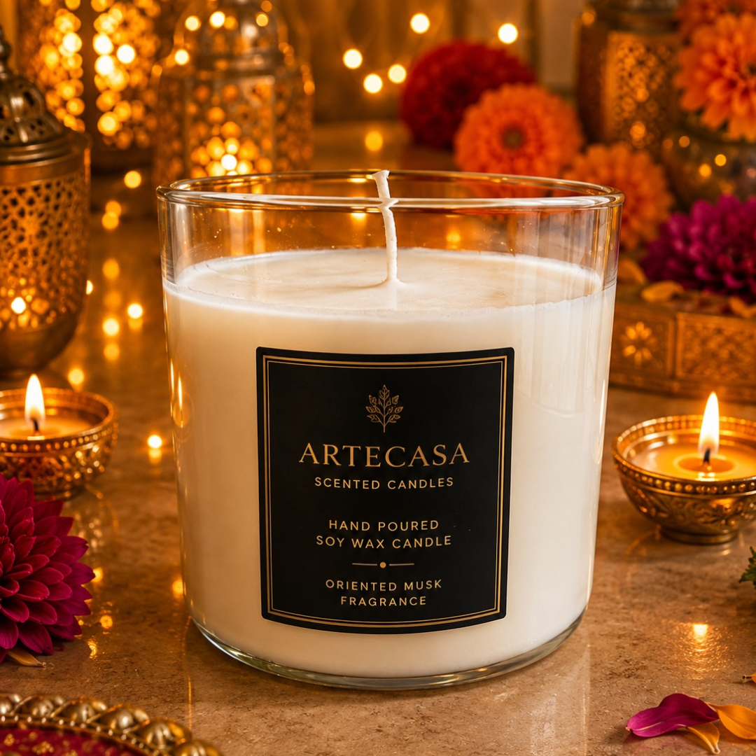 Ivory Grandeur Decorative Candle – Elegant White Soy Wax Candle