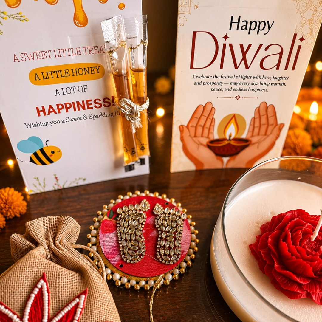 Crimson Rose Diwali Candle Gift Hamper – Elegant Festive Gift