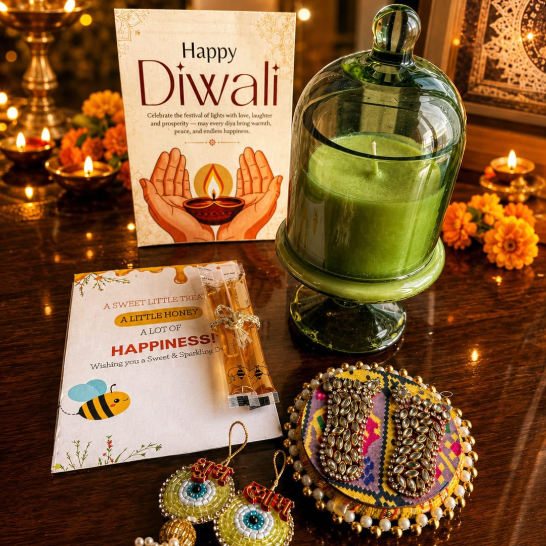 Emerald Glow Diwali Candle Gift Hamper – Elegant Festive Gift