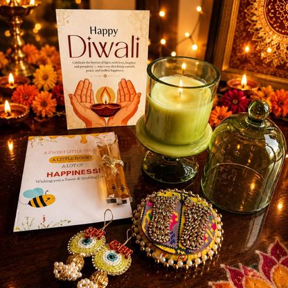 Emerald Glow Diwali Candle Gift Hamper – Elegant Festive Gift